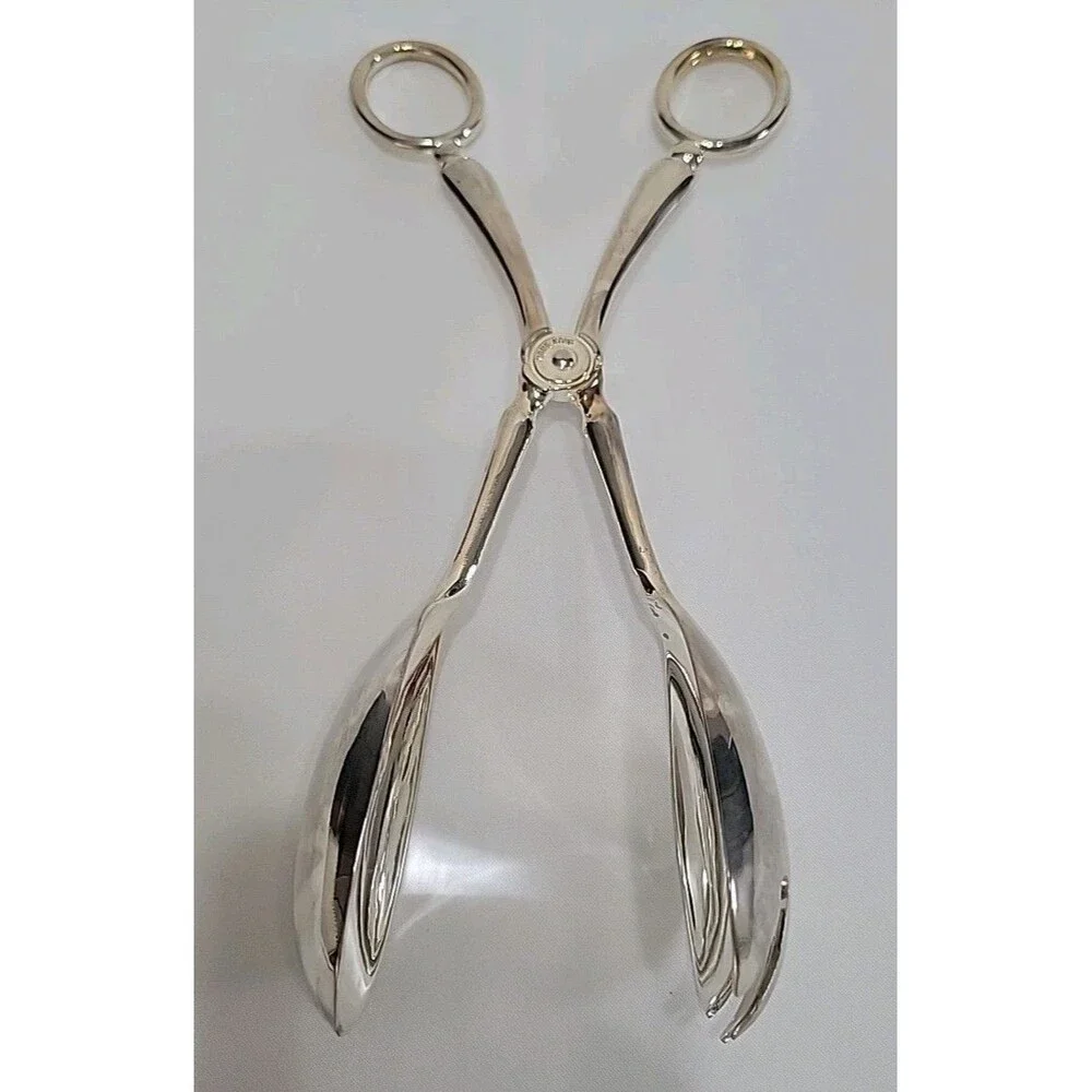 Vintage EP Zinc Alloy Silver Plated Scissor Style Salad Serving Tongs Hong Kong